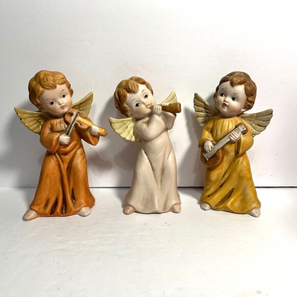 Vintage Christmas Homco Angel Figurines Playing Musical Instruments - Picture 1 of 13